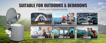 WC Portátil Compacto para Camper y Camping | Inodoro Móvil con Soporte para Móvil y Papel Higiénico | Hasta 136 kg