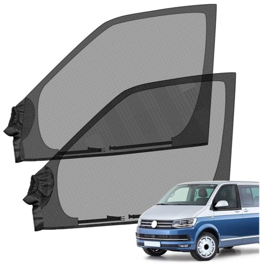 Moustiquaire de Porte Avant (paire) 2 Pièces Pare-soleil de Fenêtre de Voiture Compatible avec VW T4 T5 T6 T6.1 T7 California 1990-2025, Respirant pour Fenêtre de Camping