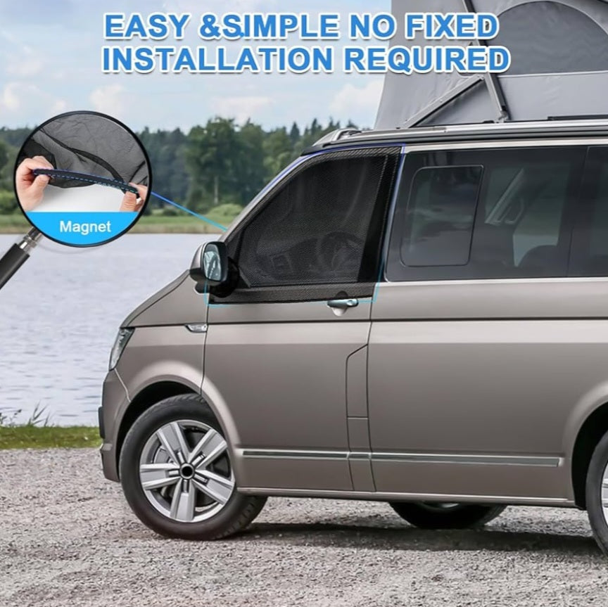 VW T4 T5 T6 T6.1 T7 California 1990-2025 - Mosquitera para Puerta Delantera (par) 2 Piezas
