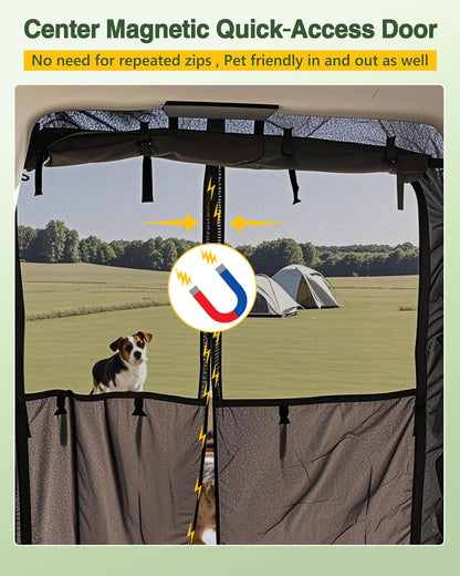 Moustiquaire arrière avec rideau d'intimité - Toit surélevé · Ford Transit / Mercedes Sprinter / Ram ProMaster · Ventilation + Protection anti-insectes