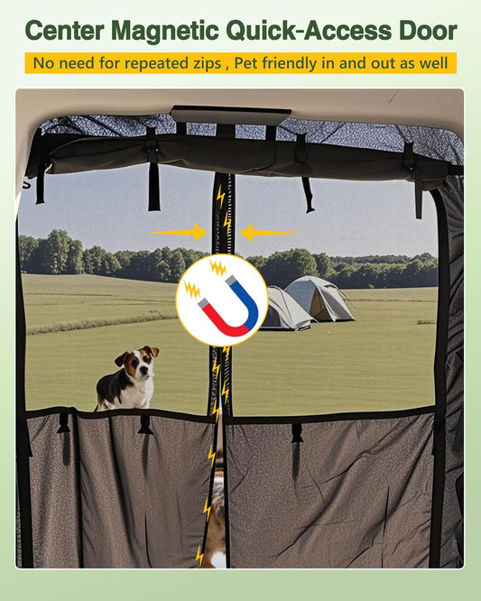 Moustiquaire arrière avec rideau d'intimité - Toit surélevé · Ford Transit / Mercedes Sprinter / Ram ProMaster · Ventilation + Protection anti-insectes
