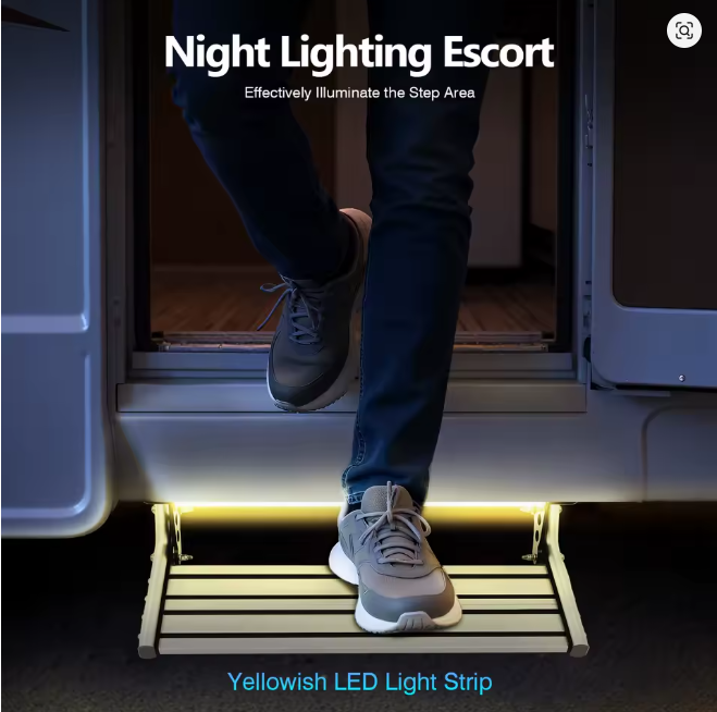 44cm Manual Folding RV Step with LED Light and Non-Slip